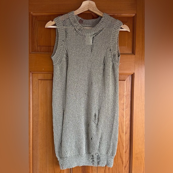 Yohji Yamamoto Long Sweater Top Knitted Distressed Sleeveless Y2K